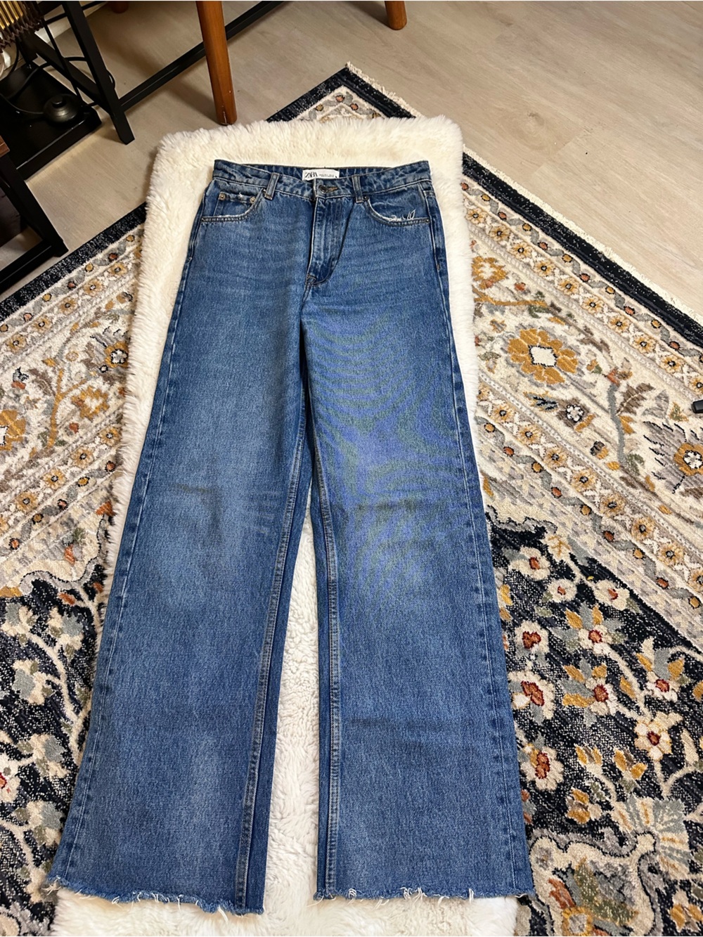 Zara Wide Leg Blue Denim Jeans